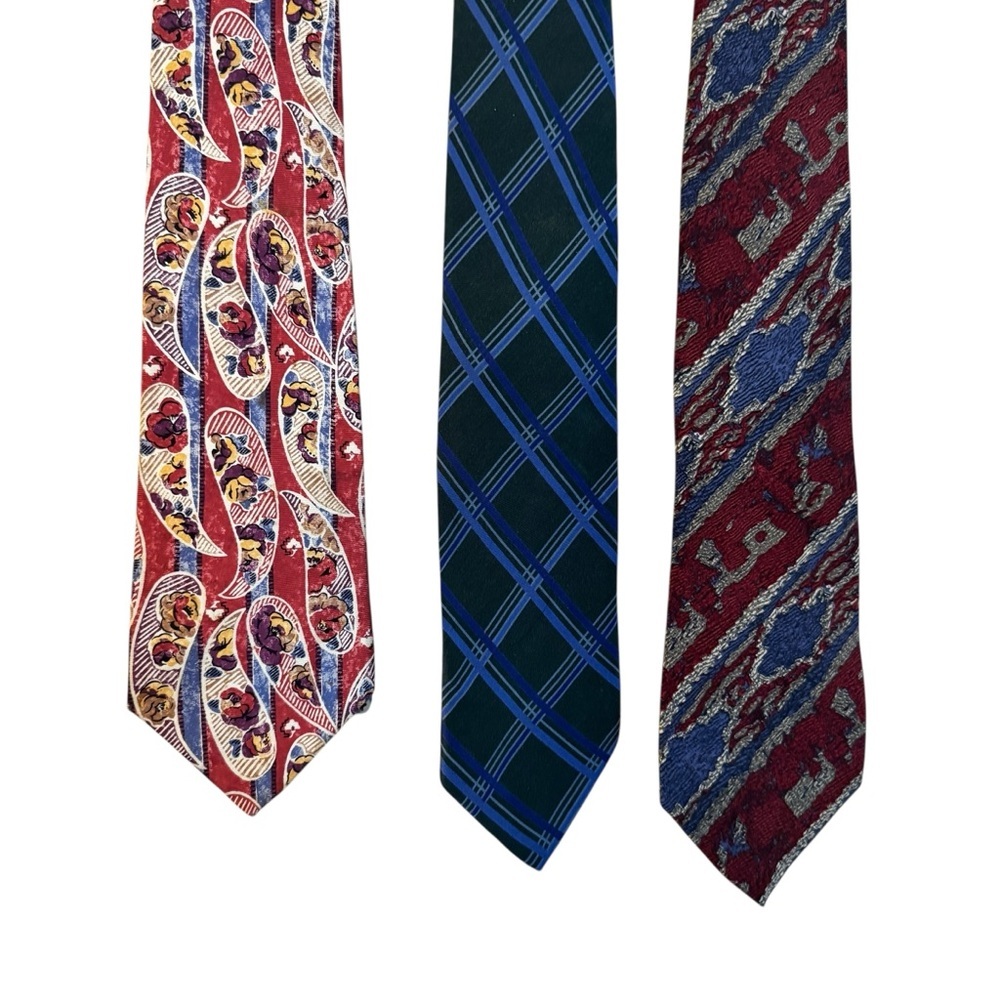 Ralph Lauren Vintage Men’s Silk Tie Lot Of 3 Chaps Polo Paisley Plaid - Picture 2 of 10